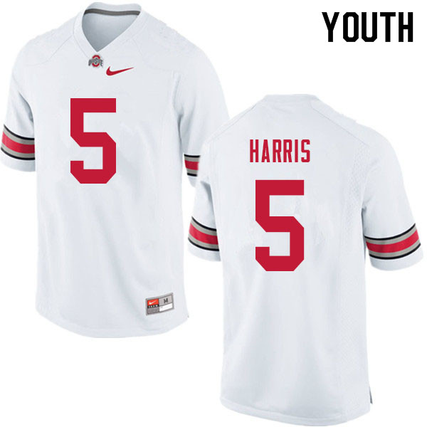 Ohio State Buckeyes Jaylen Harris Youth #5 White Authentic Stitched College Football Jersey